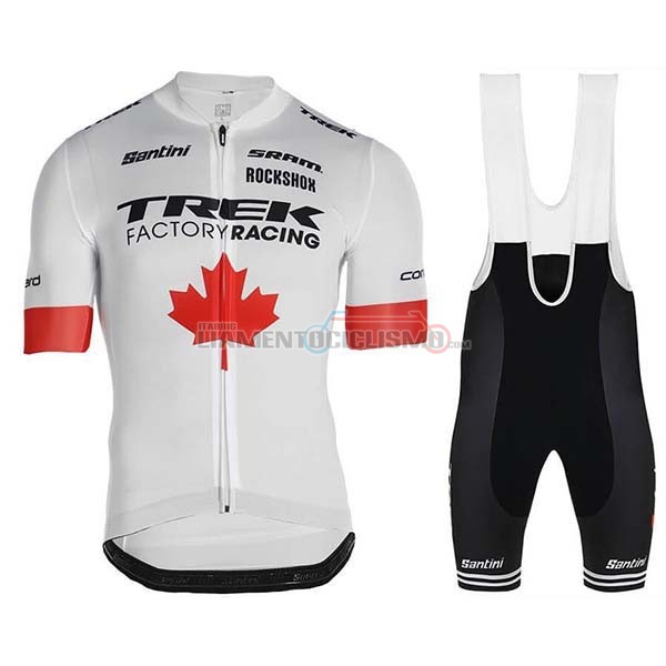 Abbigliamento Ciclismo Trek Factory Racing Campione Canada Manica Corta 2019 Bianco